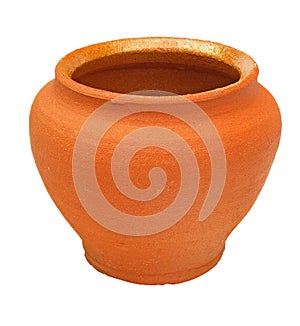 Brown clay flowerpot