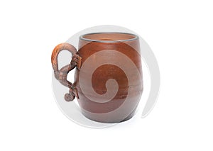 brown clay mug