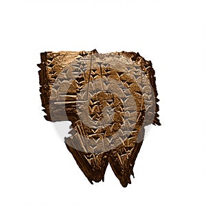 Brown clay tablet featuring cuneiform script, an ancient writing system used in