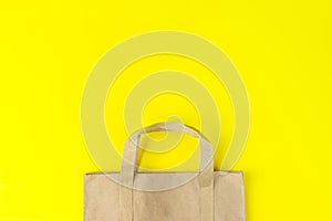 Brown clear empty blank craft paper bag, design concept background of gift bag, recycle brown paper bag mockup. Shopping concept