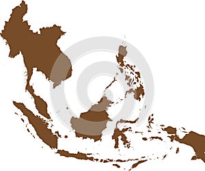 BROWN CMYK color map of SOUTHEAST ASIA