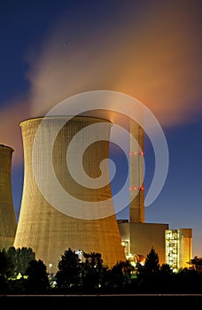 Brown Coal Power Station At Night