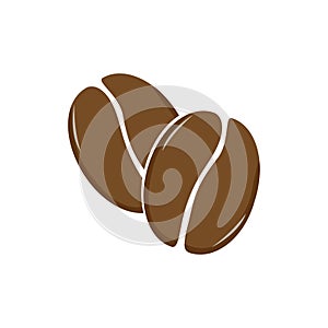 Brown coffee beans on white isolated background. Vector illustration. Flat design. Icon, sign, logo.