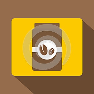 Brown coffee jar icon, flat style