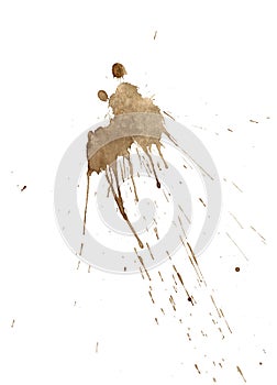 Brown coffee stains and splatters isolated on white