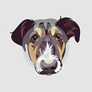 Brown collie dog logo head illustration