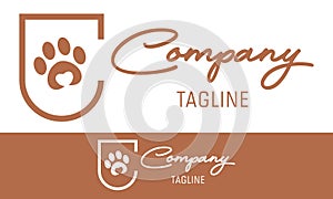 Brown Color Animal Paw Logo Design on White Background