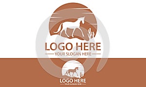 Brown Color Silhouette Horse Logo Design