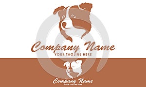 Brown Color Simple Dog Head Logo Design