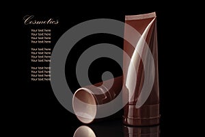 Brown colored blank cosmetic container for face cream moisturize