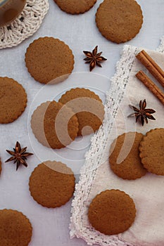 Brown cookies with coffee and spices