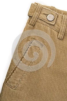 Brown corduroy cotton fabric with large ribbing