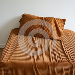 Brown Corduroy Pillowcase For Bed - Post-internet Aesthetics With Comfycore And Warmcore Vibes photo