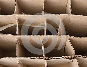 Brown corrugated paper cardboard box with partitions, glass bottle transport box
