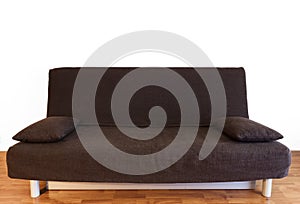 Brown couch in studio