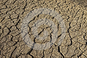 Brown Cracked ground,Cray Soil,Mud Crack.Cracks on the surface of the earth are altered by the shrinkage of mud due to drought