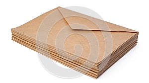 Brown craft envelope isolated on white background