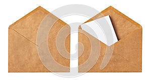 Brown craft envelope isolated on white background