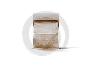 Brown craft paper pouch mock up isolated on a white background. small paper bag packaging template mockup collection.