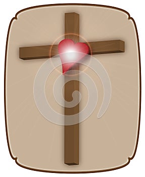 Brown Cross with Red Heart