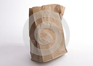 Brown crumpled paper bag