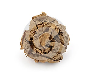 brown crumpled paper ball