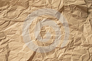 Brown crumpled paper close up texture background