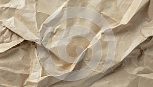 Brown crumpled recycle paper texture background. Craft beige paper