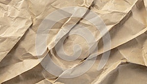 Brown crumpled recycle paper texture background. Craft beige paper