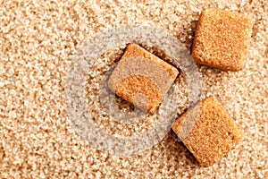 Brown cubes of sugar