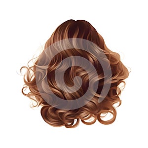 Brown Curly Hair Texture. High quality image on white background