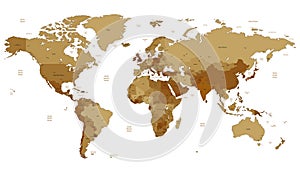 Brown detailed World map