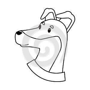 Brown dog icon cartoon isolated black and white