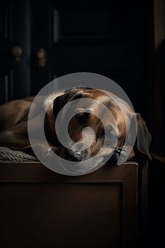 Brown dog sleeping.generative AI image