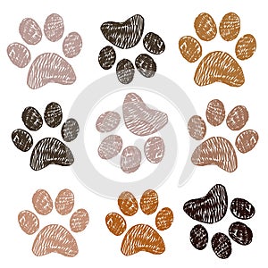 Brown doodle paw print background