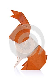 Brown easter bunny of origami.