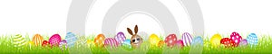 Brown Egg Bunny Sunglasses And Twenty Eight Colorful Easter Eggs Meadow Banner