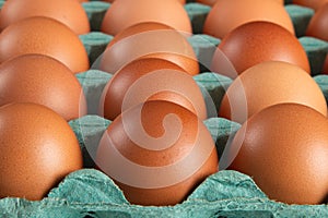 Brown egg carton close up