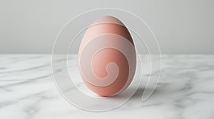 Brown egg on a marble surface with a soft focus background