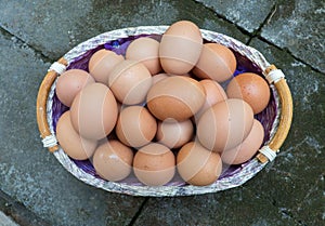Brown eggs in Basket