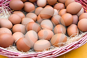 Brown eggs in the basket