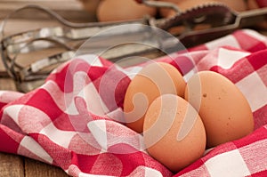 Brown Eggs in Country Kitchen Setting