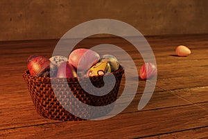 Brown eggs with faces drawn