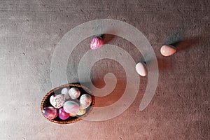 Brown eggs with faces drawn