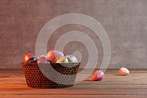 Brown eggs with faces drawn