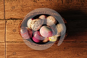 Brown eggs with faces drawn