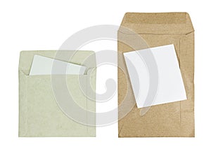 Brown Envelope document with paper isolated on white background