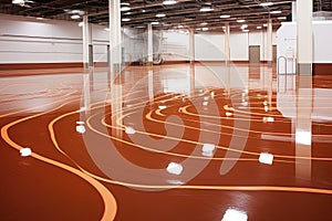 Brown epoxy floor in a large space in a company