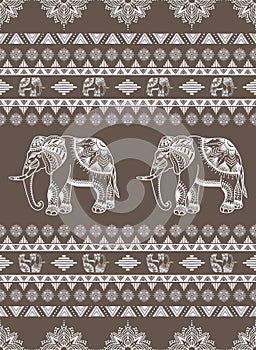 Brown Ethnic Elephant Pattern