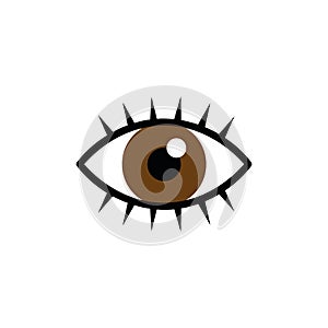 Brown eye with eyelashes icon
